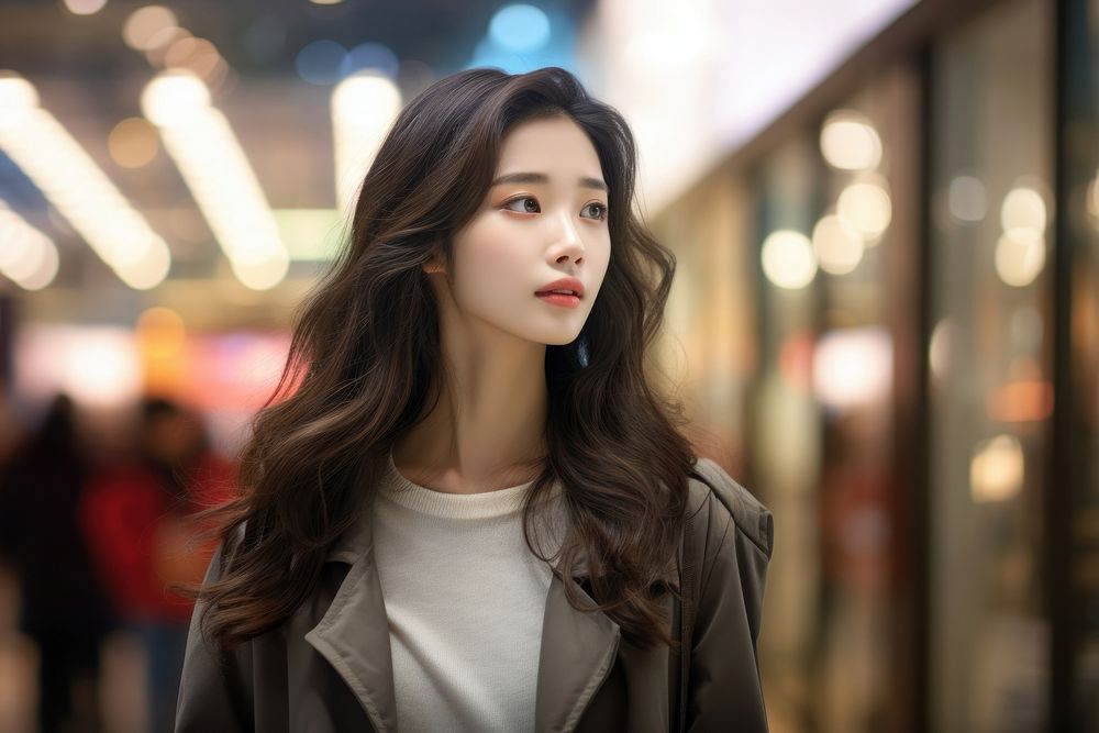 Korean female portrait shopping adult. AI generated Image by rawpixel.