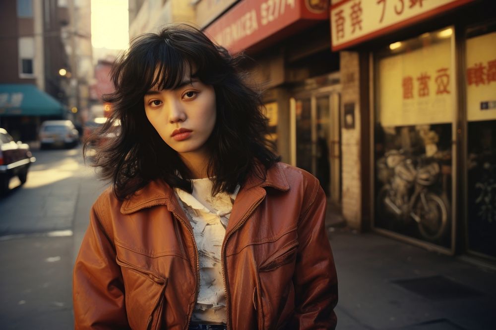Korean female street portrait jacket. AI generated Image by rawpixel.
