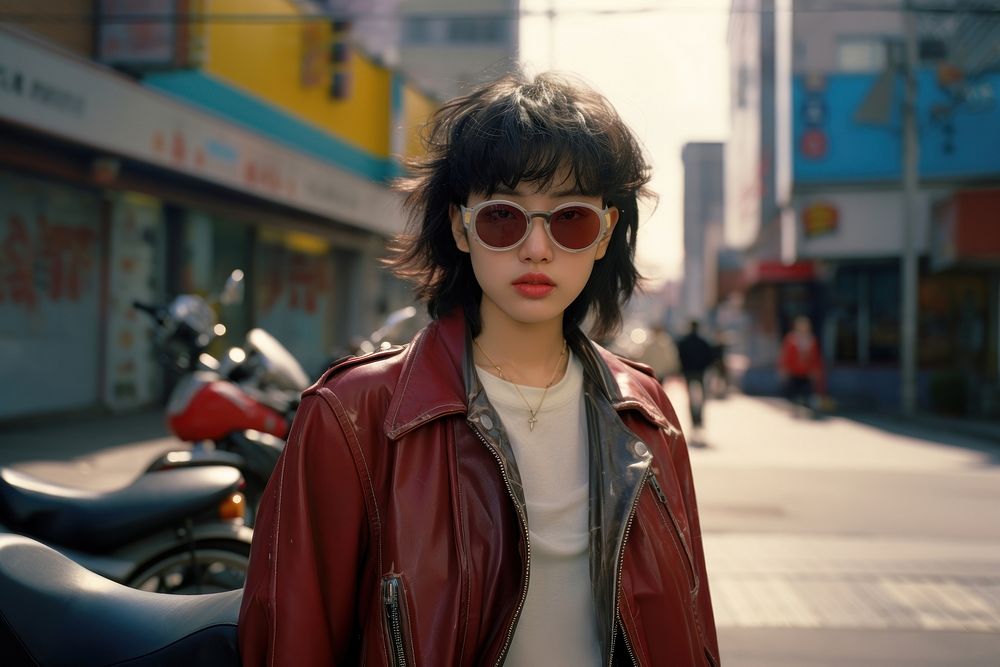 Korean female sunglasses portrait jacket. AI generated Image by rawpixel.
