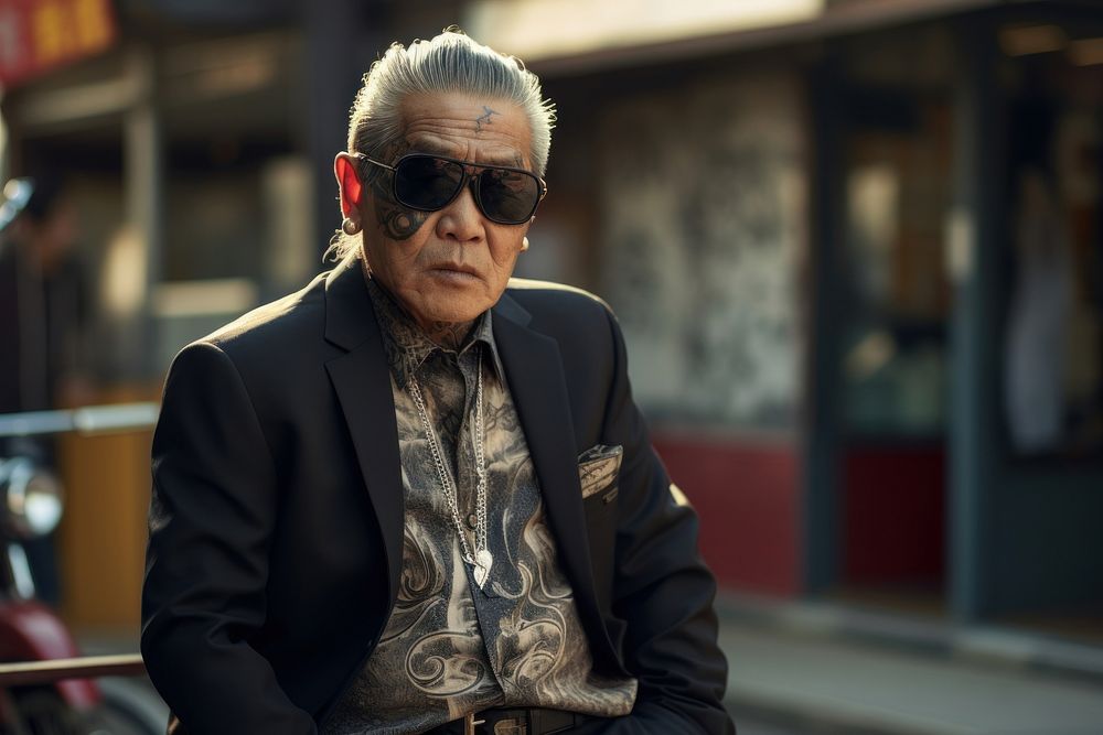 Korean old mafia portrait adult photo. AI generated Image by rawpixel.