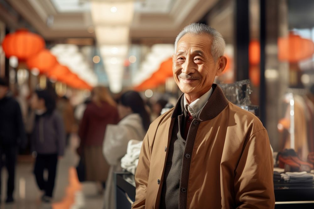 Korean old male shopping portrait adult. AI generated Image by rawpixel.
