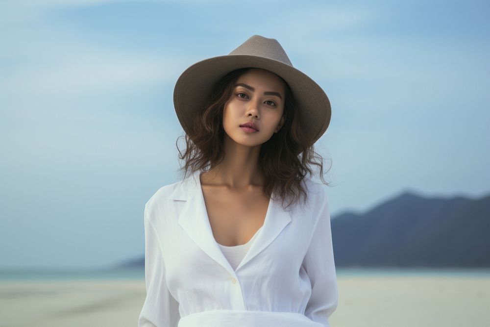Thai woman portrait fashion beach. AI generated Image by rawpixel.