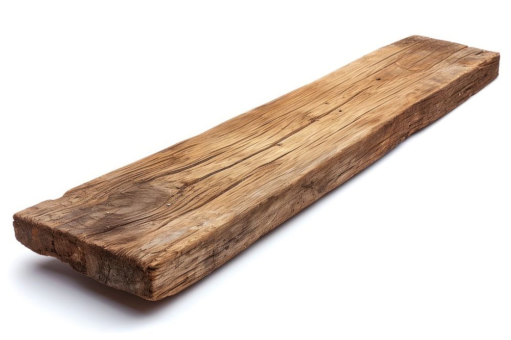 Wooden plank hardwood lumber white background.