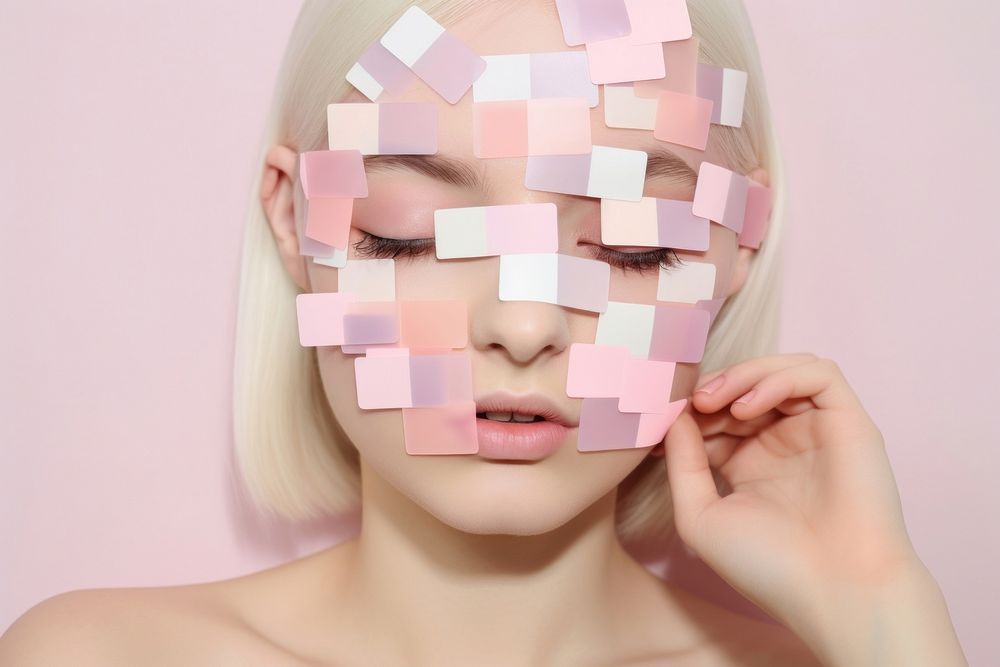 Adhesive notes covering face of exhausted woman portrait adult photo. AI generated Image by rawpixel.