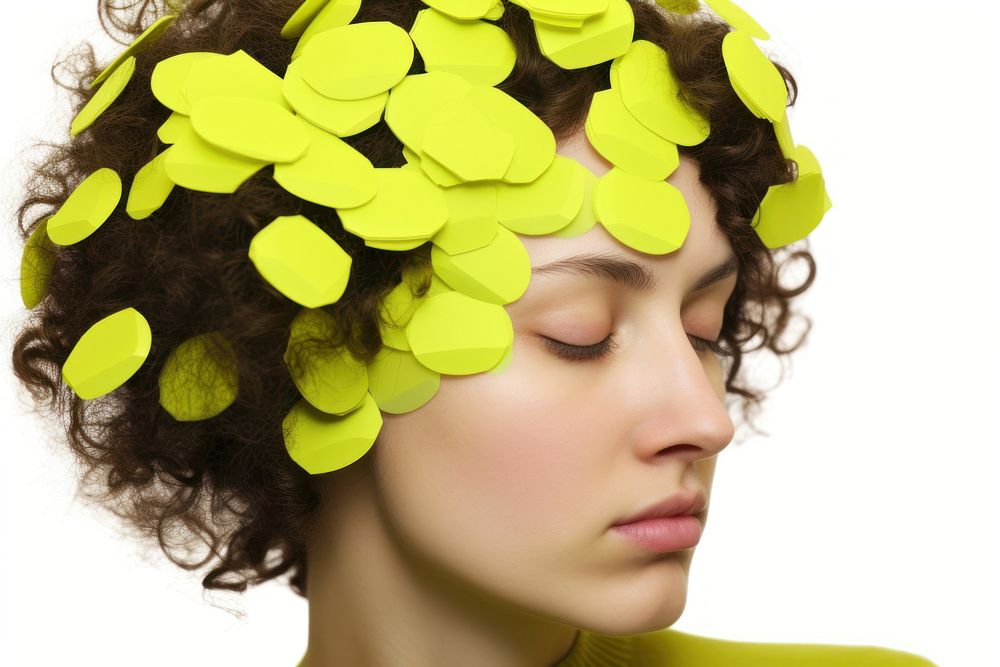 Adhesive notes covering face of exhausted woman adult white background contemplation. AI generated Image by rawpixel.
