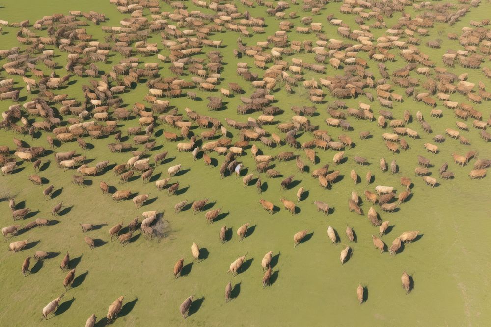 Aerial view of cows in field backgrounds livestock outdoors. AI generated Image by rawpixel.