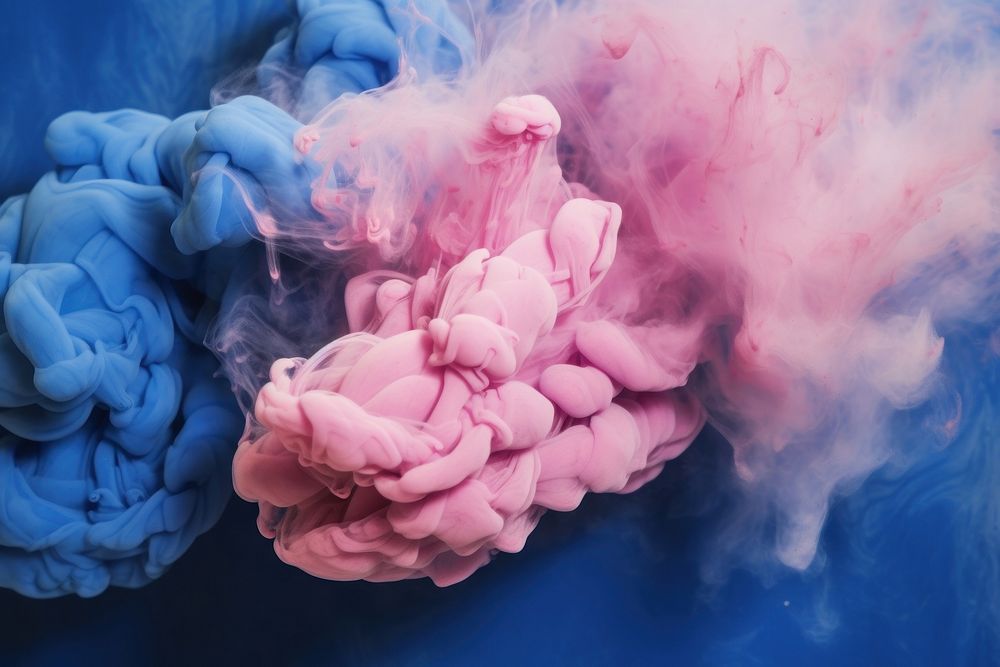 Colorful blue and pink smoke clouds in muted tones backgrounds creativity fragility. AI generated Image by rawpixel.