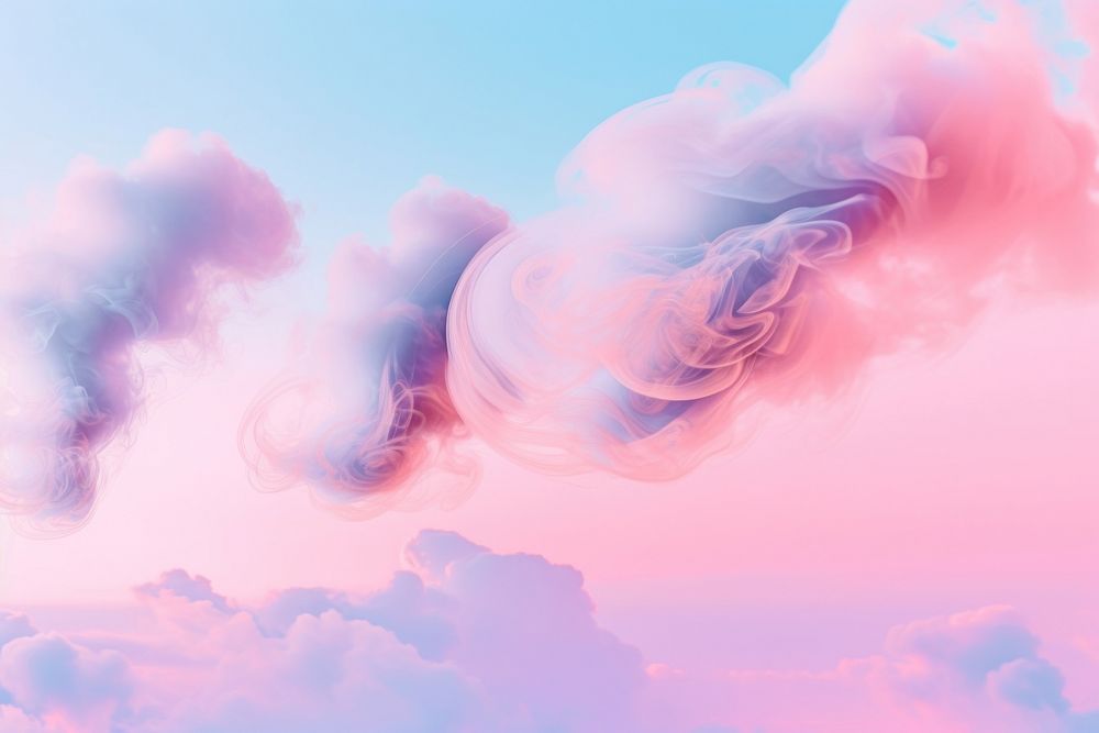 Colorful blue and pink smoke clouds in muted tones outdoors nature sky. AI generated Image by rawpixel.