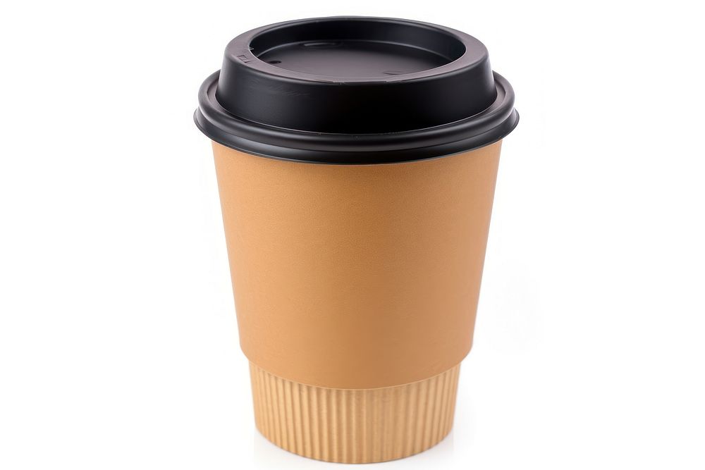 Craft coffee cup with plastic lid drink mug white background. AI generated Image by rawpixel.