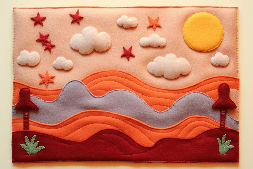 Desert on sunset textile pattern craft.