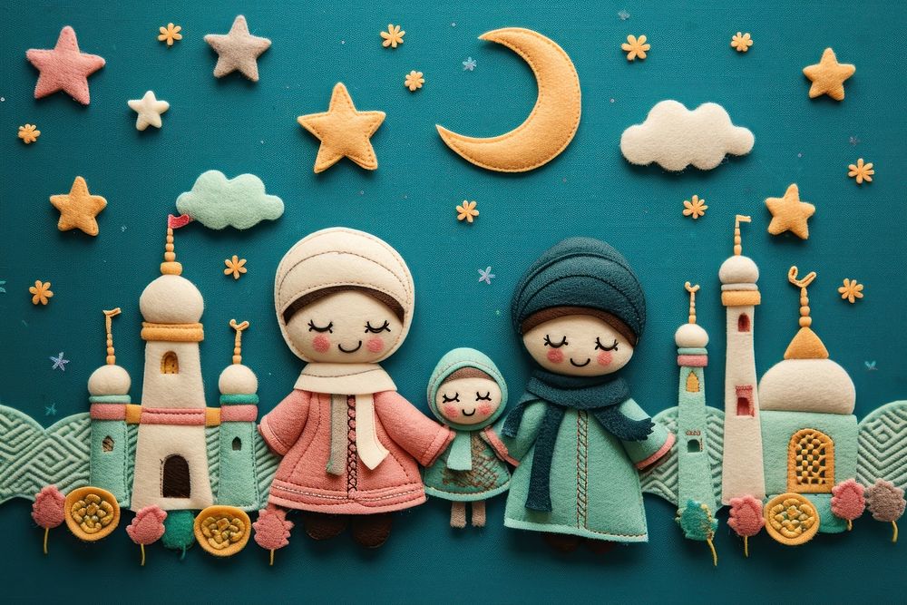 Eid Mubarak scene craft cute doll.
