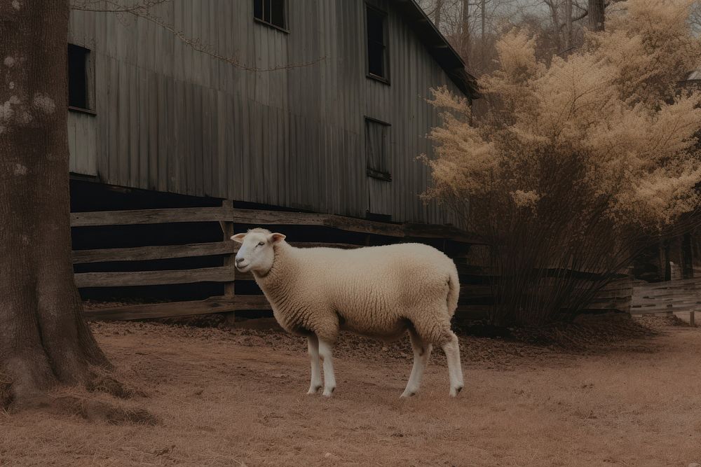 Farm animal livestock outdoors mammal. AI generated Image by rawpixel.