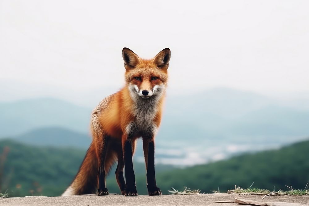 Fox on the mountain wildlife animal mammal. AI generated Image by rawpixel.