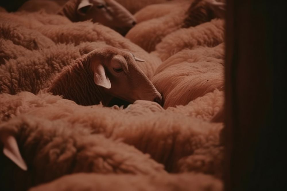 Flock of Sheep mammal sheep agriculture. AI generated Image by rawpixel.