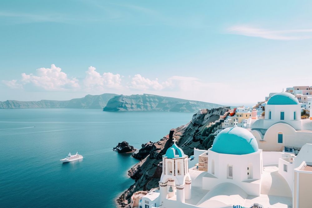 Greece transportation architecture tranquility. AI generated Image by rawpixel.