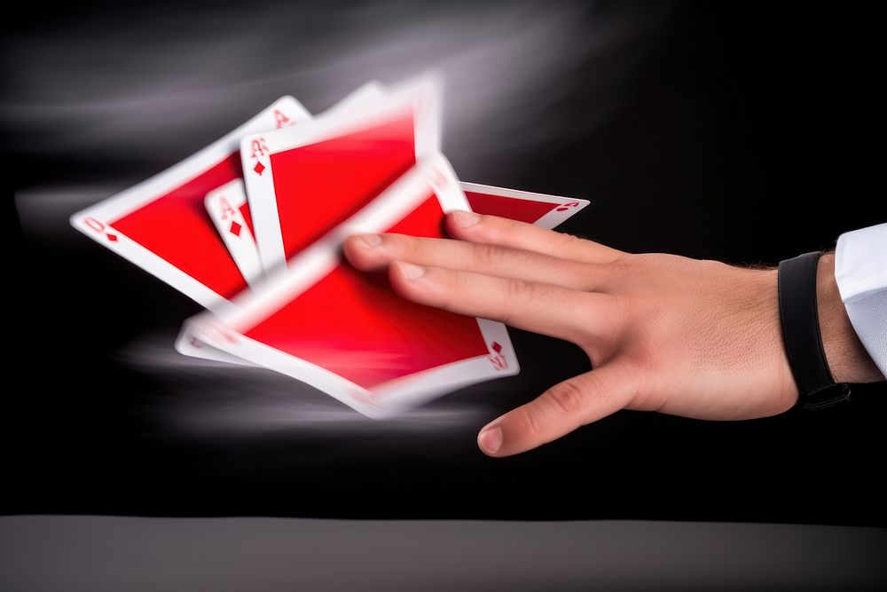 MANS HANDS SHUFFLE A DECK OF CARDS hand gambling cards. AI generated Image by rawpixel.