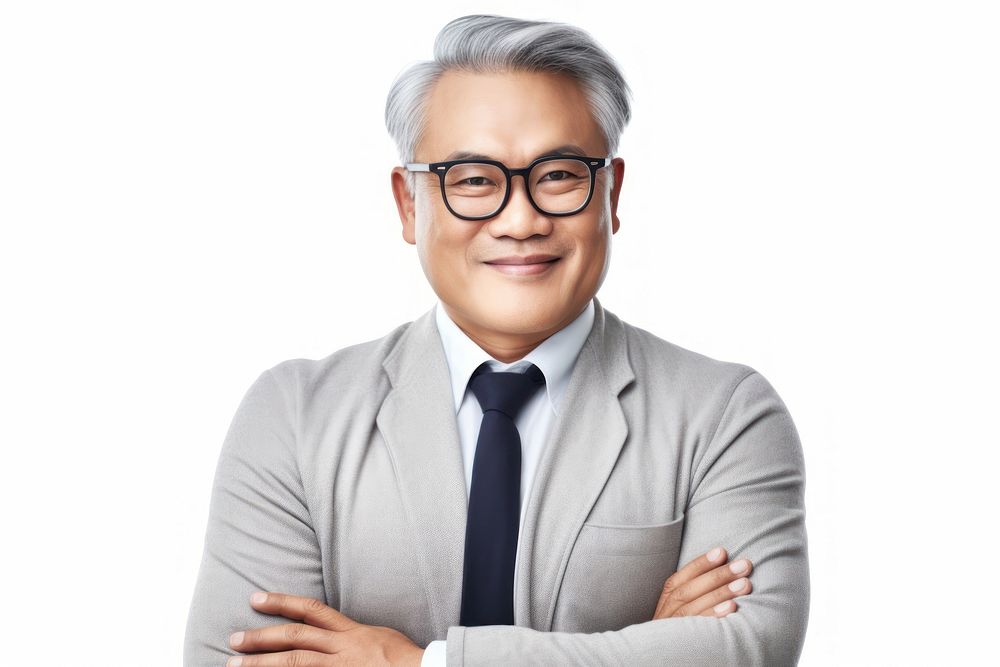 Mature handsome East Asian entrepreneur portrait glasses adult. AI generated Image by rawpixel.