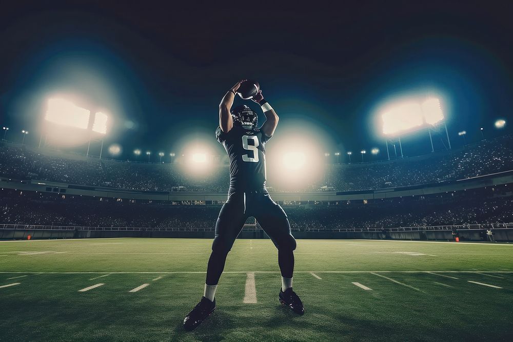 Professional football quarterback stadium helmet sports.