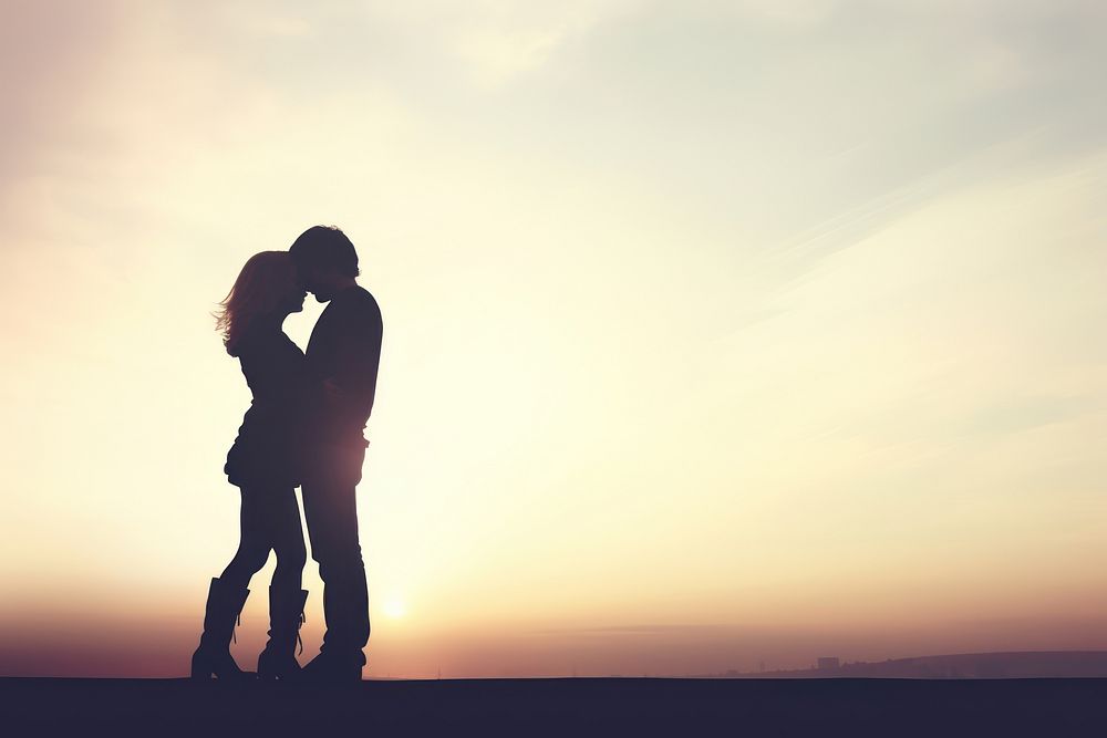  Couple backlighting silhouette love. AI generated Image by rawpixel.