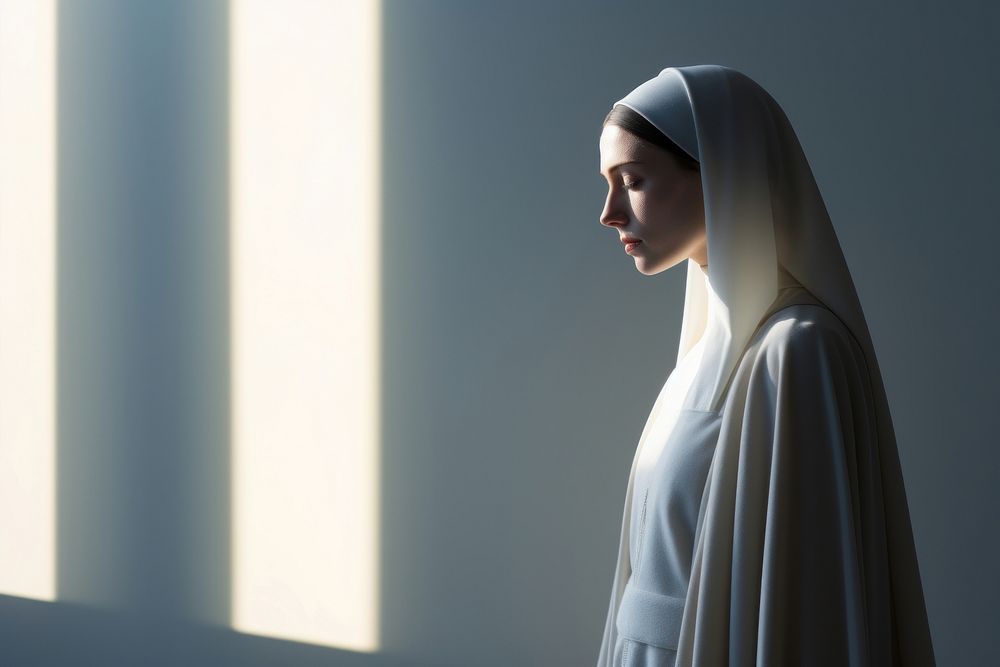 Christian nun pray adult contemplation spirituality. AI generated Image by rawpixel.
