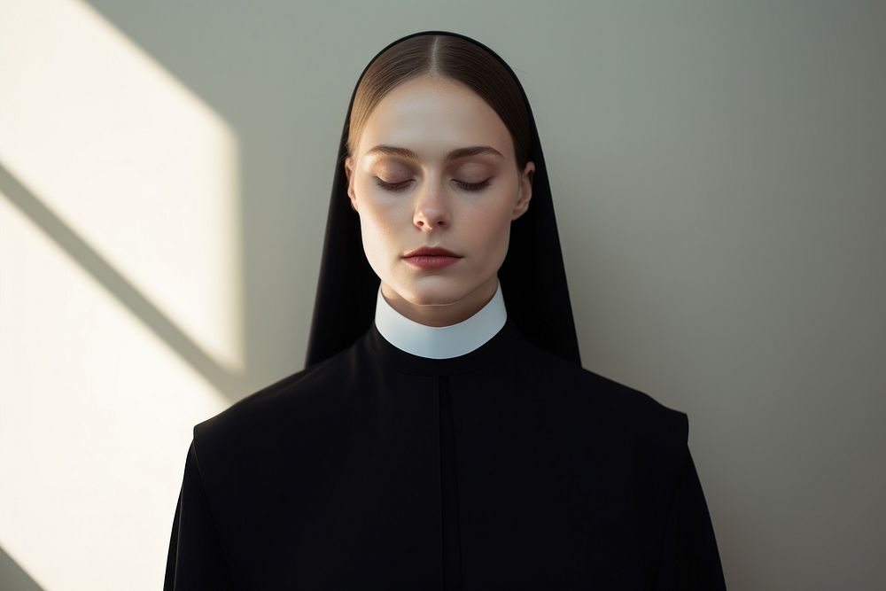 Christian nun pray adult contemplation hairstyle. AI generated Image by rawpixel.
