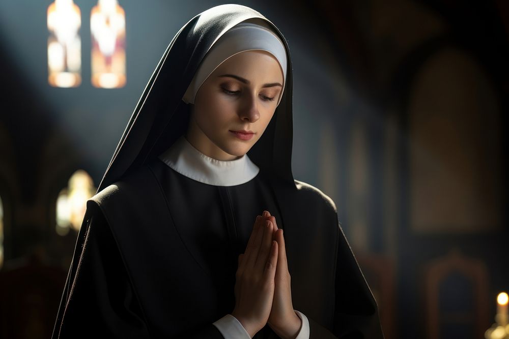 Christian nun pray adult spirituality architecture. 