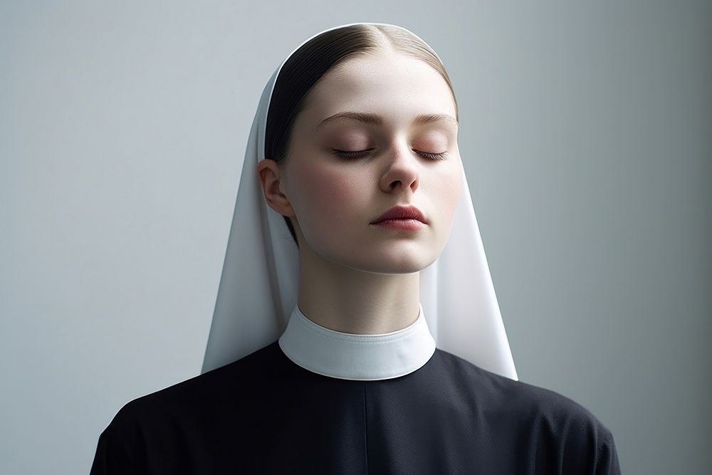 Christian nun pray portrait adult photo. AI generated Image by rawpixel.