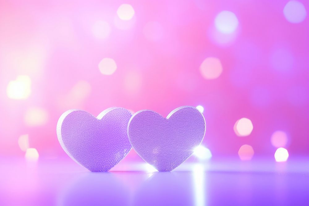  Hearts purple light illuminated. AI generated Image by rawpixel.