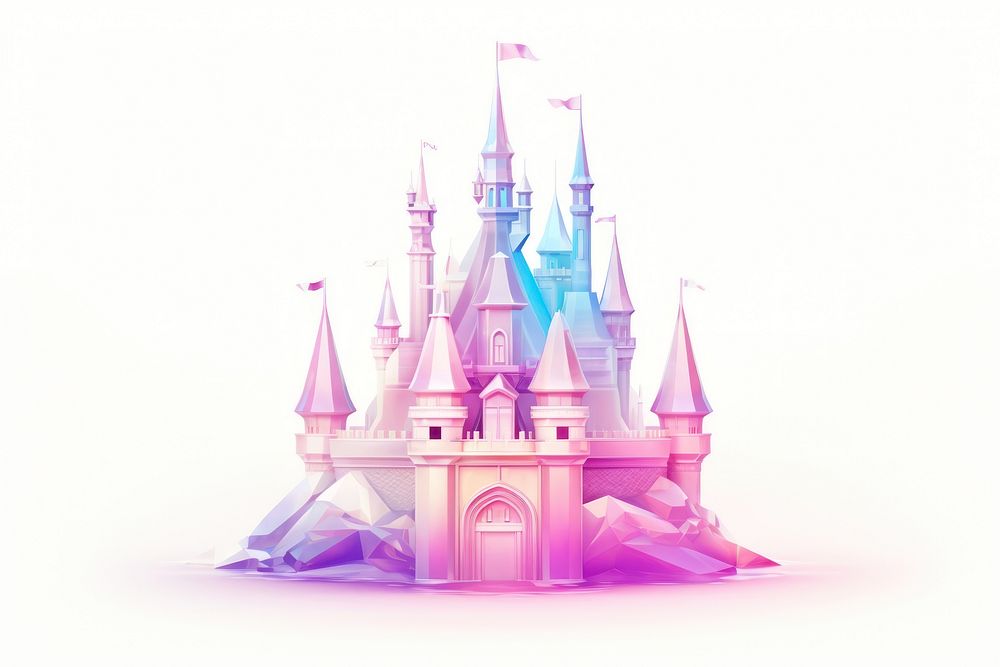 3D minimal castle architecture building purple.