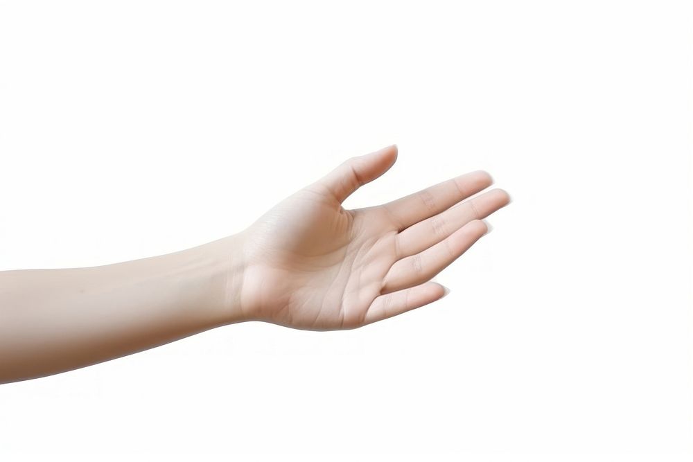 A Beauty female hand finger white background gesturing.