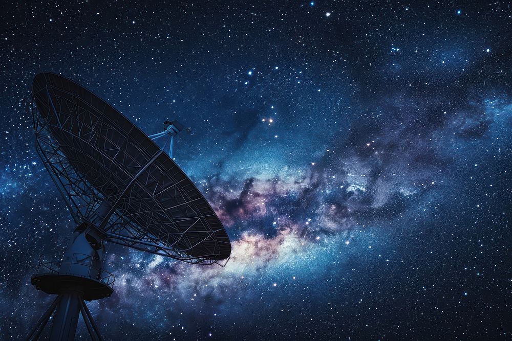 Radio antenn night astronomy outdoors.