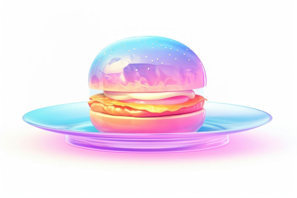 A burger placed on plate food illuminated freshness.