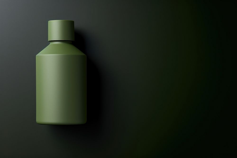 Ceremic bottle in army green container medicine darkness.
