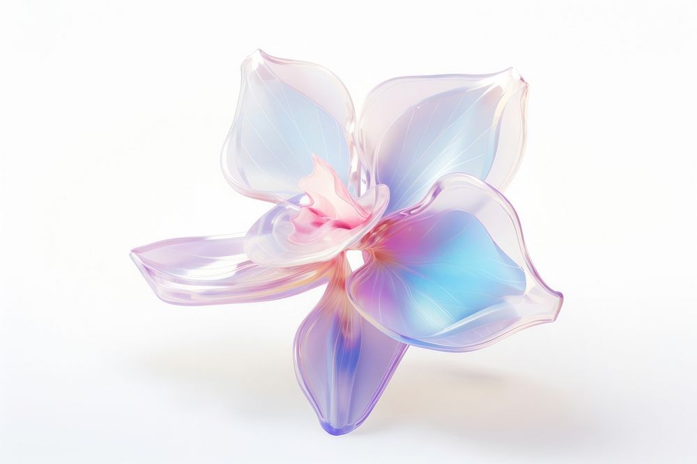 A 3D orchid flower petal plant white background.