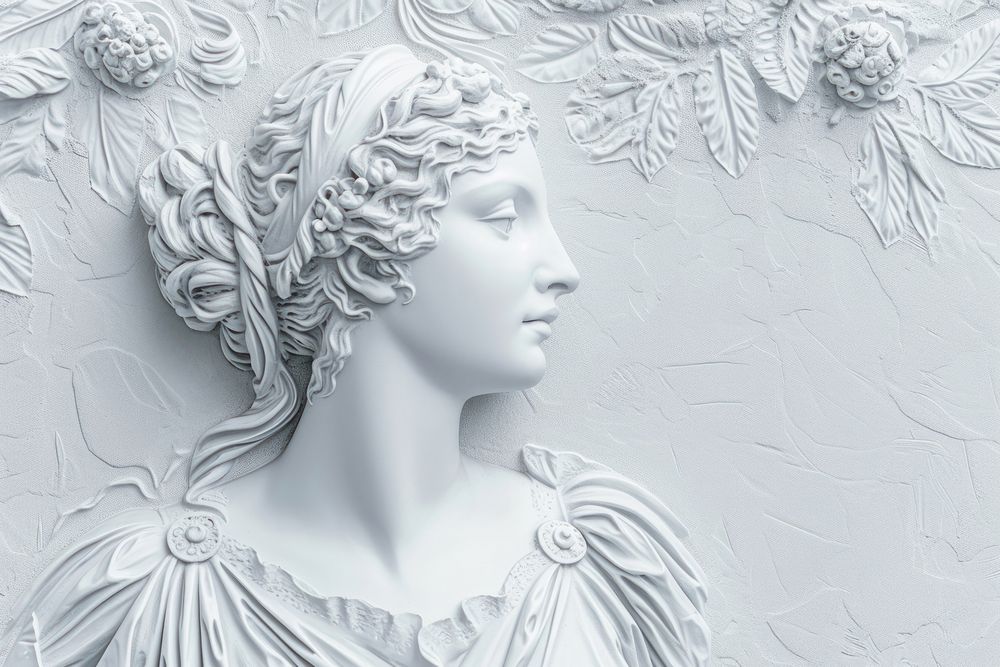 Roman lady white sculpture nature.