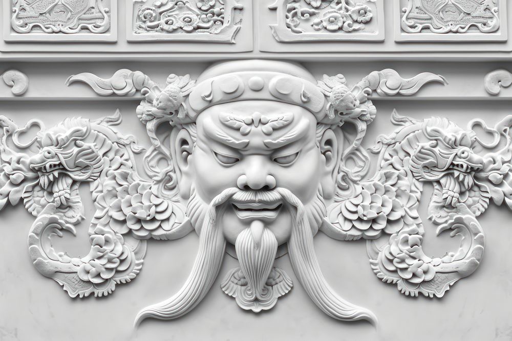 Bas-relief chinese wall texture white representation spirituality.