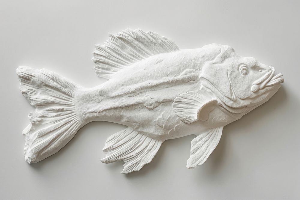 Bas-relief fish sculpture texture animal white creativity.