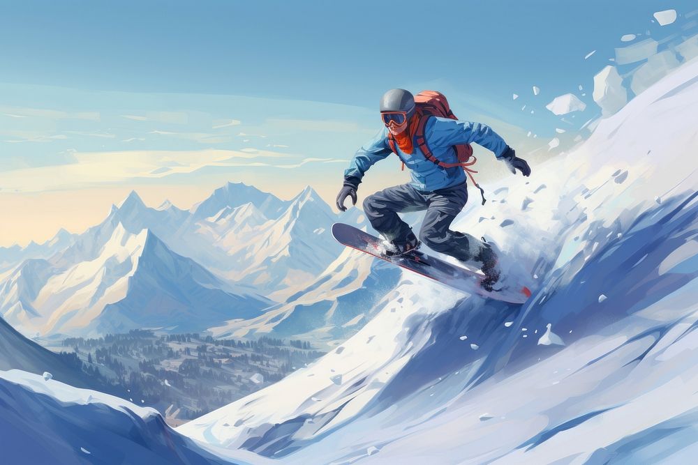 Winter snowboarding adventure mountain. AI generated Image by rawpixel.