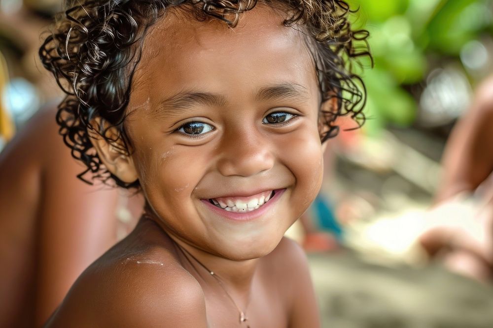 Samoan kid travel child smile.