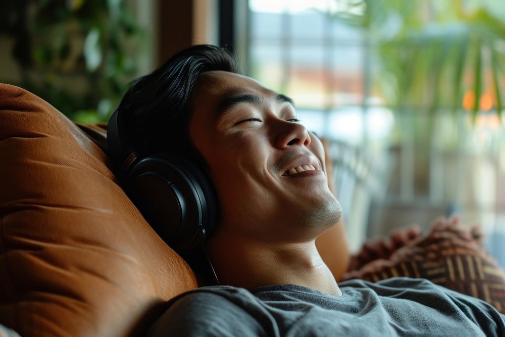 Philipino man headphones portrait headset.
