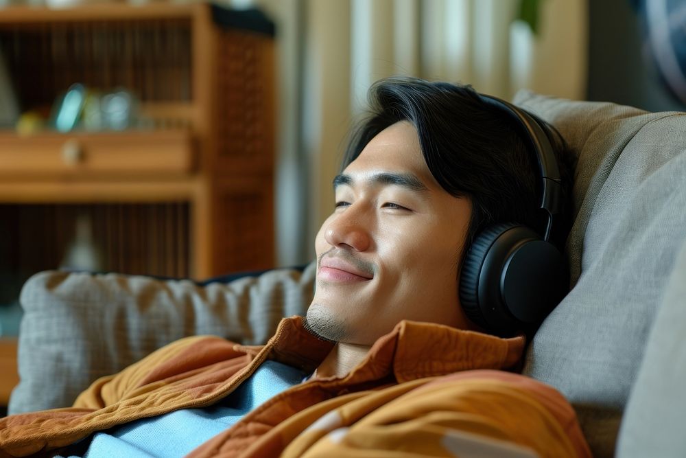 Philipino man headphones headset adult.