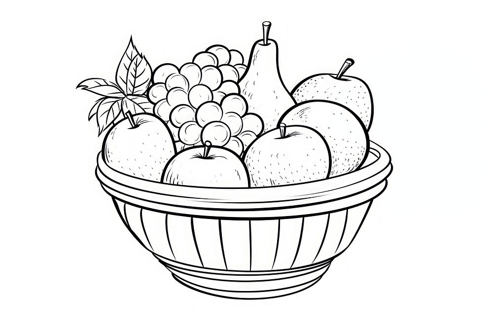 A fruit basket drawing sketch doodle.