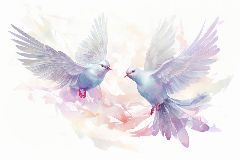 Doves flying together animal white bird.