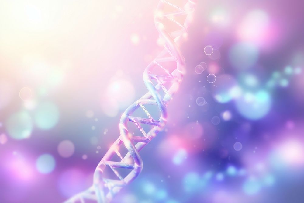 DNA helix purple illuminated abstract.