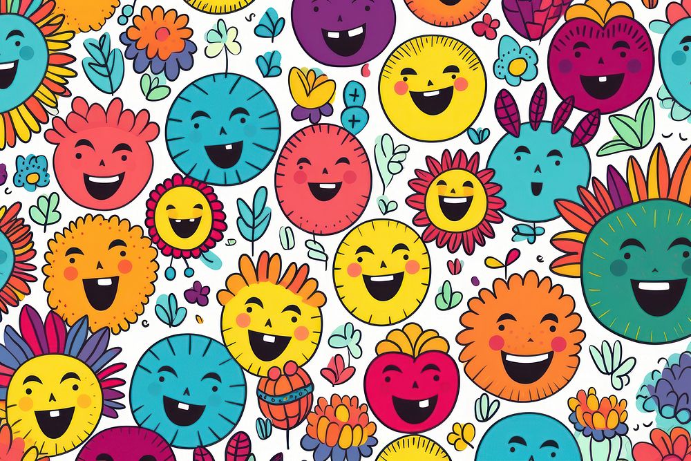  Cute smiles background pattern backgrounds illustrated. AI generated Image by rawpixel.