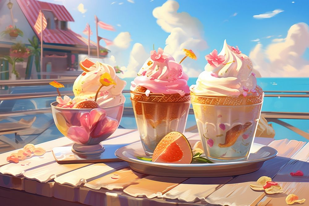 Sunny day dessert sundae cream. AI generated Image by rawpixel.