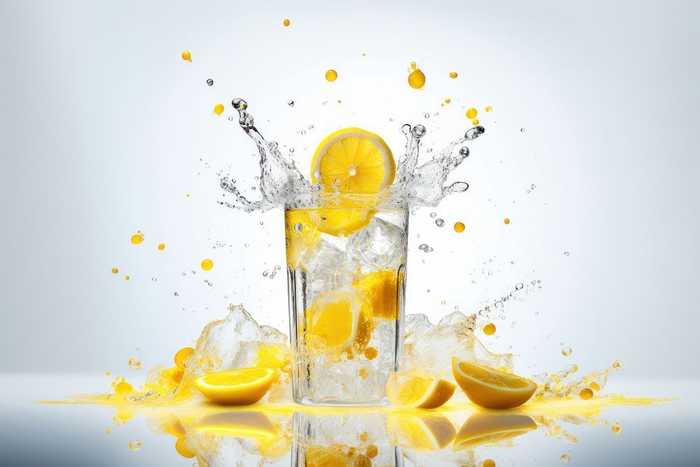 Iced soda lemon fruit drink.