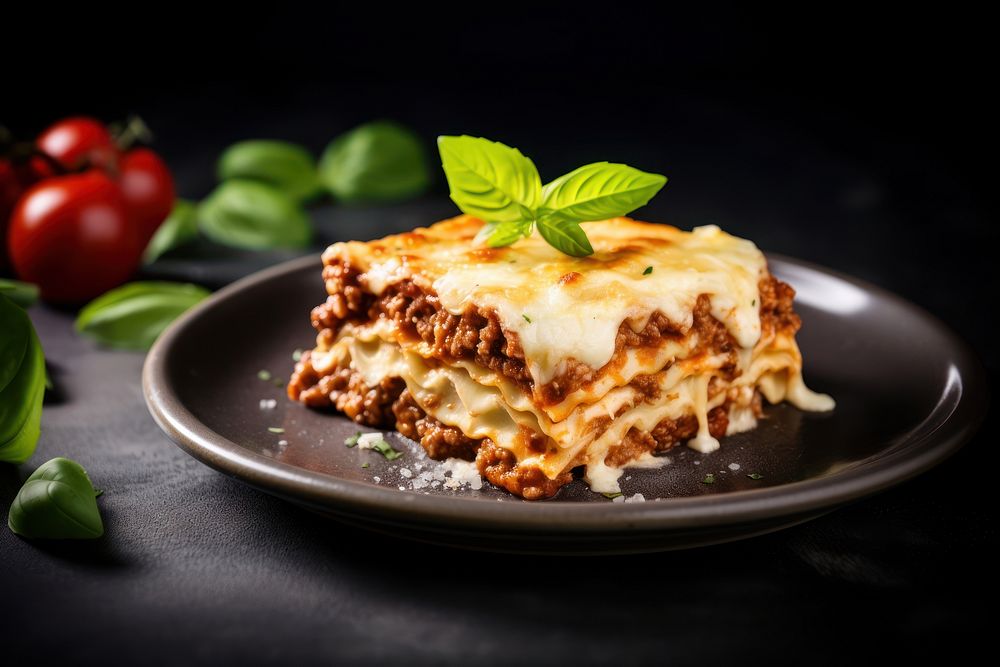 Homemade Italian Lasagne lasagna cheese basil.