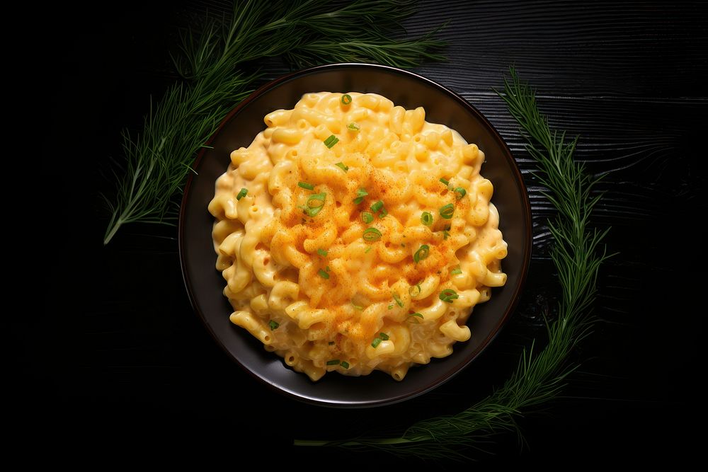 Mac and cheese pasta plate food.
