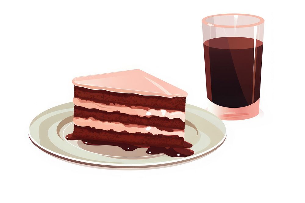 Drink cake chocolate dessert.